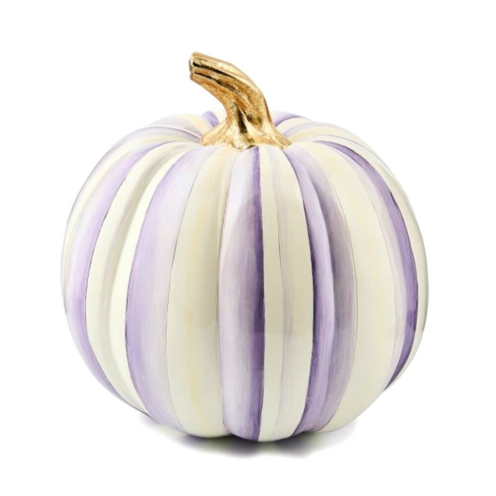 MacKenzie-Childs Violet Stripe Medium Pumpkin Chic Halloween Fall Decor New